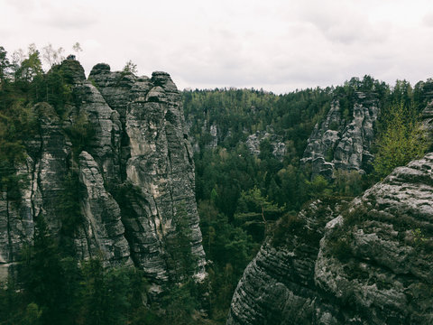 Sandstone Rock Pillars in Saxon Switzerland Germany