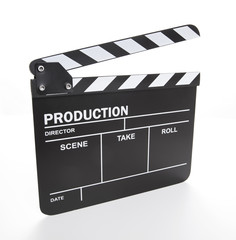 Fototapeta premium Movie clapper isolated on white background