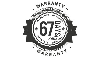 67 days warranty icon vintage rubber stamp guarantee