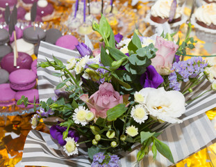 Elegant Flower bouquet of roses and chrysanthemums