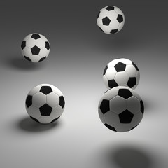 soccer football balls 3d rendering