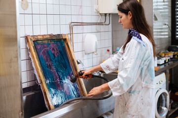 Artist Washing Screen Print Frame