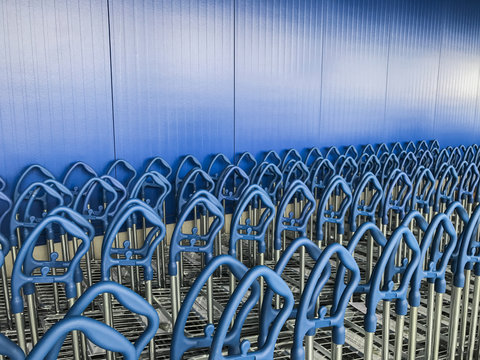 Rows of shopping carts