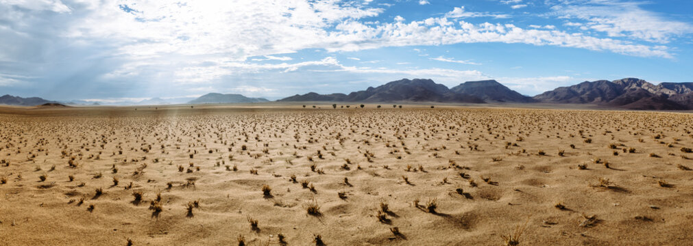 Receding desert panoramic- Nambia