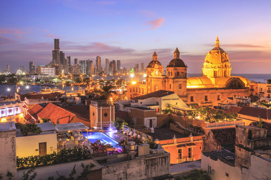 Night View Of Cartagena De Indias, Colombia