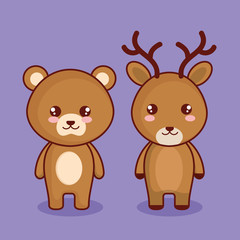 cute and little animals characters vector illustration design
