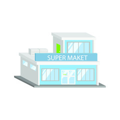 Super market building  flat decorative icons isolated vector illustration 