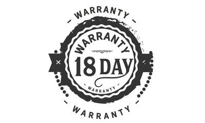 Fototapeta na wymiar 18 days warranty icon vintage rubber stamp guarantee