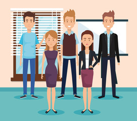 Obraz premium people working in the office vector illustration design