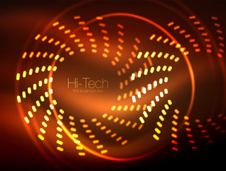 Glowing neon dotted shape abstract background, technology shiny concept design, magic space geometric background