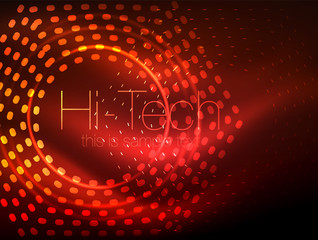 Glowing neon dotted shape abstract background, technology shiny concept design, magic space geometric background