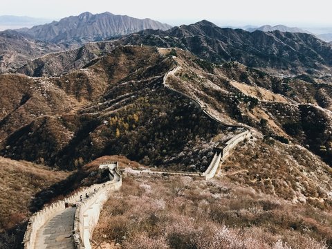 Beautiful landscape scenery while trekking remote areas of The Great Wall of China