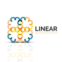 Abstract flower or star, linear thin line icon. Minimalistic business geometric shape symbol created with line segments