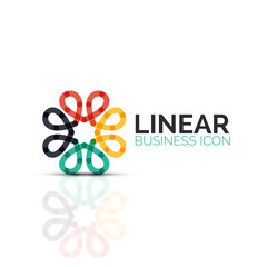 Abstract flower or star, linear thin line icon. Minimalistic business geometric shape symbol created with line segments