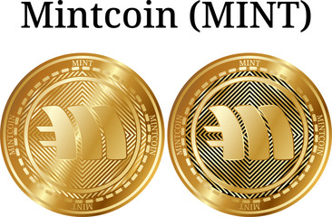 Set of physical golden coin Mintcoin (MINT)