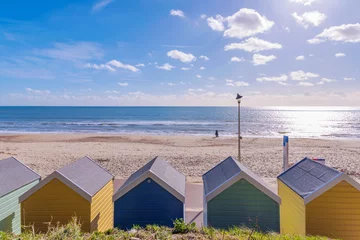 Crédence de cuisine en verre imprimé Plage et mer Cabines de plage de Bournemouth et vue sur la mer
