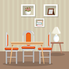 elegant dinning room scene vector illustration design