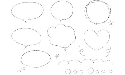 Obraz premium 手書き 線画 吹き出し 星 ハート 素材