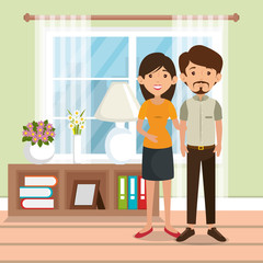 family parents in house place scene vector illustration design