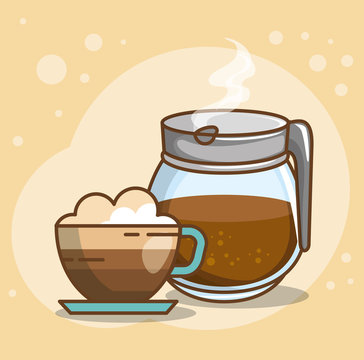 delicious coffee time elements vector illustration design