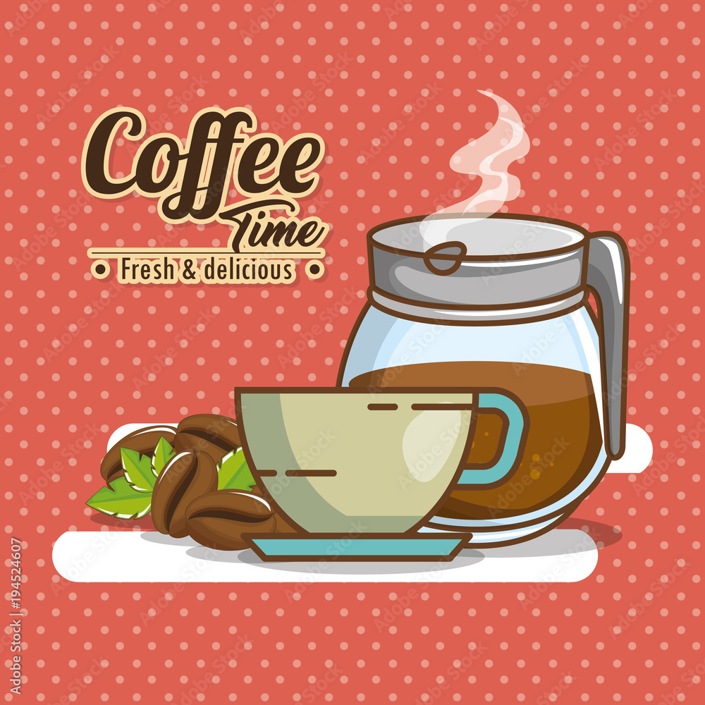 Poster delicious coffee time elements vector illustration design