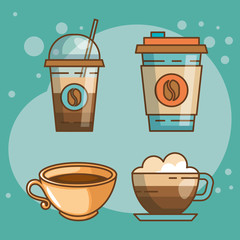 delicious coffee time elements vector illustration design