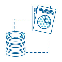 data center disk with documents vector illustration design