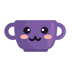cup with two handles happy kawaii character vector illustration design