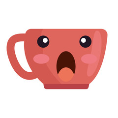 cup with one handle terrified kawaii character vector illustration design