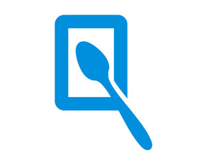blue spoon cutlery silhouette image vector icon
