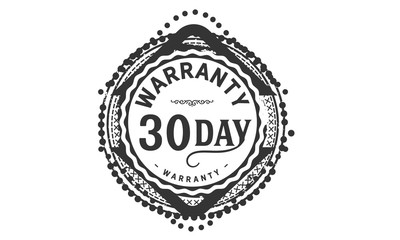 30 days warranty icon vintage rubber stamp guarantee