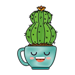 houseplant in pot happy kawaii character vector illustration design