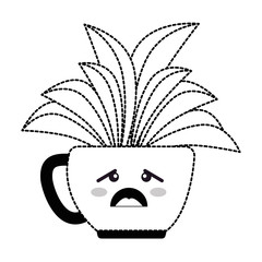houseplant in pot sad kawaii character vector illustration design