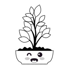 houseplant in pot happy kawaii character vector illustration design