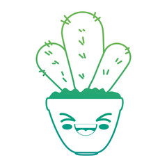 houseplant in pot happy kawaii character vector illustration design