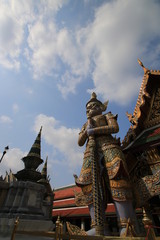 Fototapeta premium Close up porter giants gate in Wat Phra Kaew,Bangkok Thailand