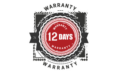 Fototapeta na wymiar 12 days warranty icon vintage rubber stamp guarantee