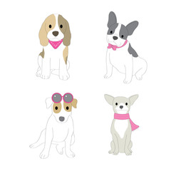Cartoon fashion cute dogs vector. 