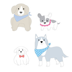 Cartoon cute fashion dogs vector.