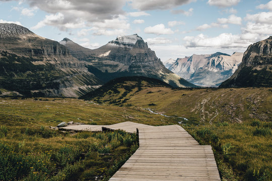 Wooden Walkway On Mountain Pass