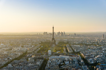 Top view of the Eiffel tower in paris, France