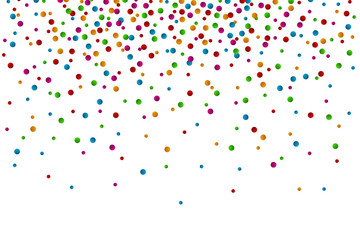 Watercolor rainbow colored confetti border with space for text © ekyaky