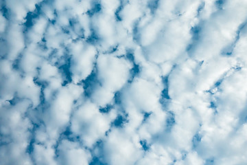 Sky full of fluffy cloud with sun light in daytime