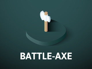 Battle-Axe isometric icon, isolated on color background