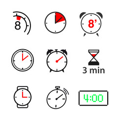 A set of clock icons. vector illustration on white background. Ready and simple to use for your design. EPS10