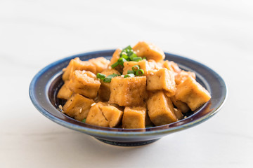 Fried Tofu in a bowl with sesame