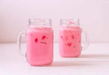 pink strawberry milkshake