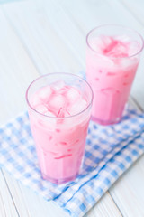 pink strawberry milkshake