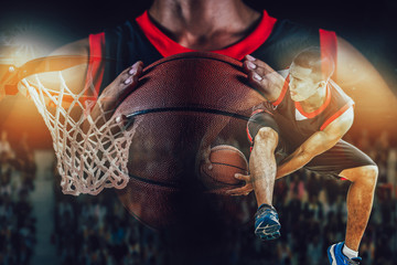 Basketball concept merge image