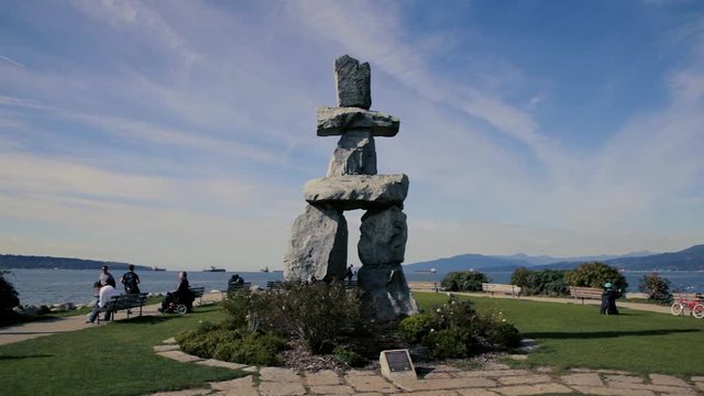 Inukshuk - Inuit canadian native statue in Vancouver, Canada